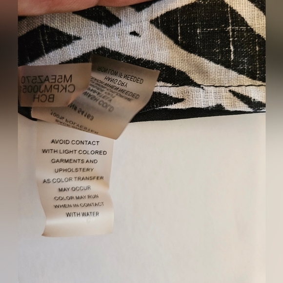 Calvin Klein Top size Small Black & white sleeves geometric pattern summer boho - Picture 2 of 8